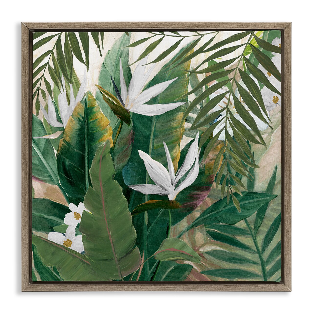 Stupell Industries Tropical Birds Of Paradise Plant Framed Floater Canvas Wall Art